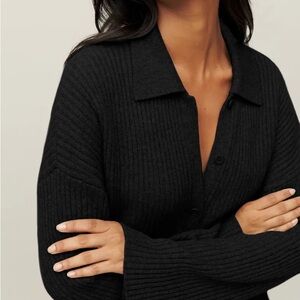 Reformation Fantino Black Cashmere Cardigan